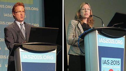 Tim Holtz y Sharon Mannheimer, en la IAS 2015. Fotos: Liz Highleyman, hivandhepatitis.com 